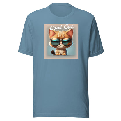 Cool Cat Men's Funny T-Shirt Steel Blue