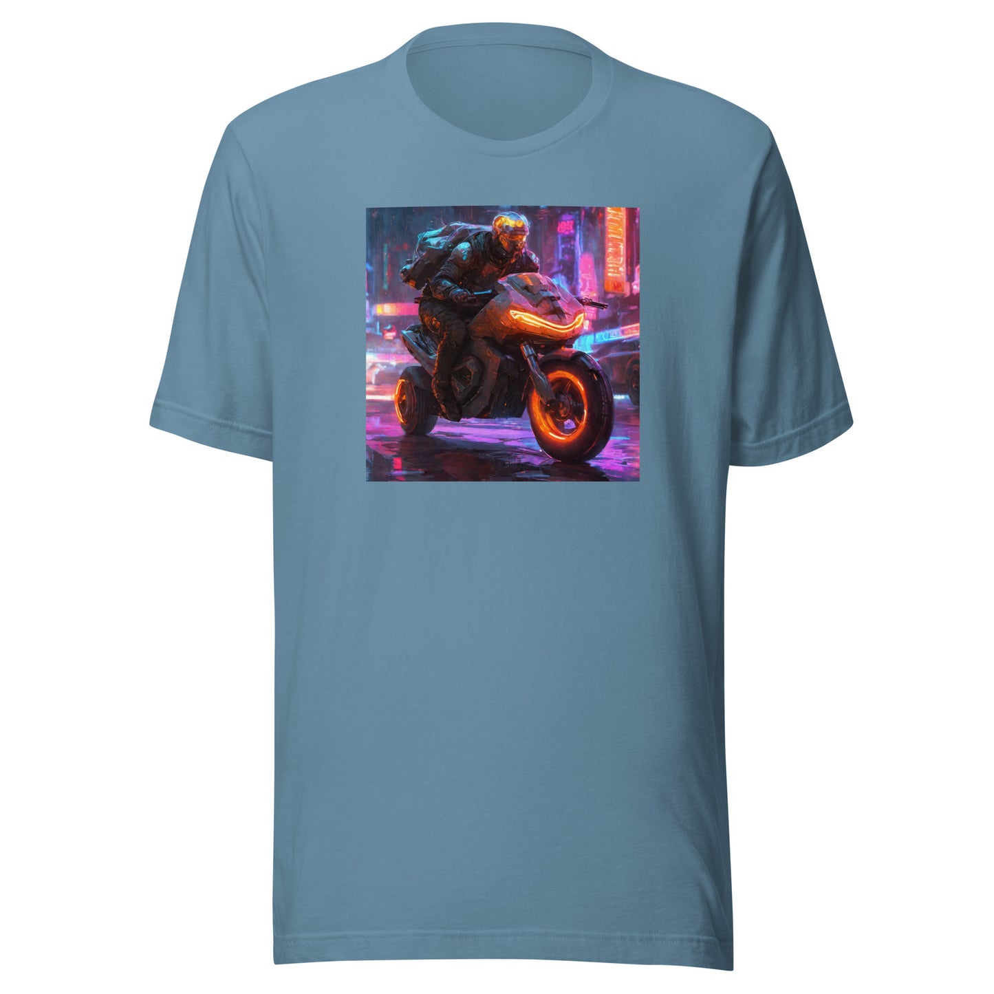 Cyberpunk Motorcycle Men's T-Shirt Steel Blue