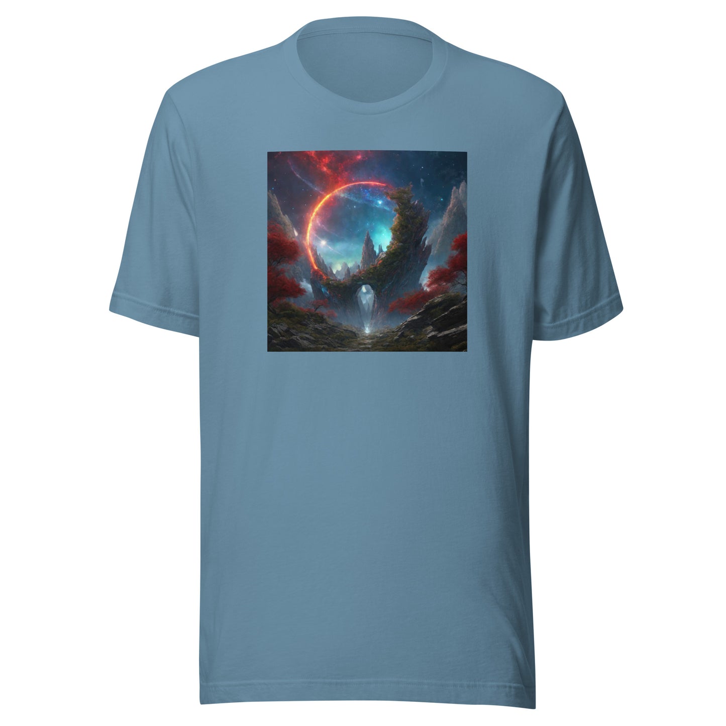 Ring of Fire Futuristic Landscape Men's Graphic Tee Steel Blue