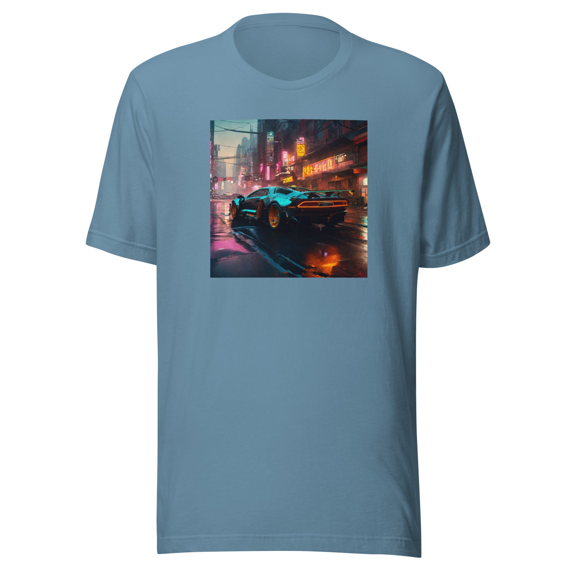 Cyberpunk Car Men's Futuristic T-Shirt Steel Blue