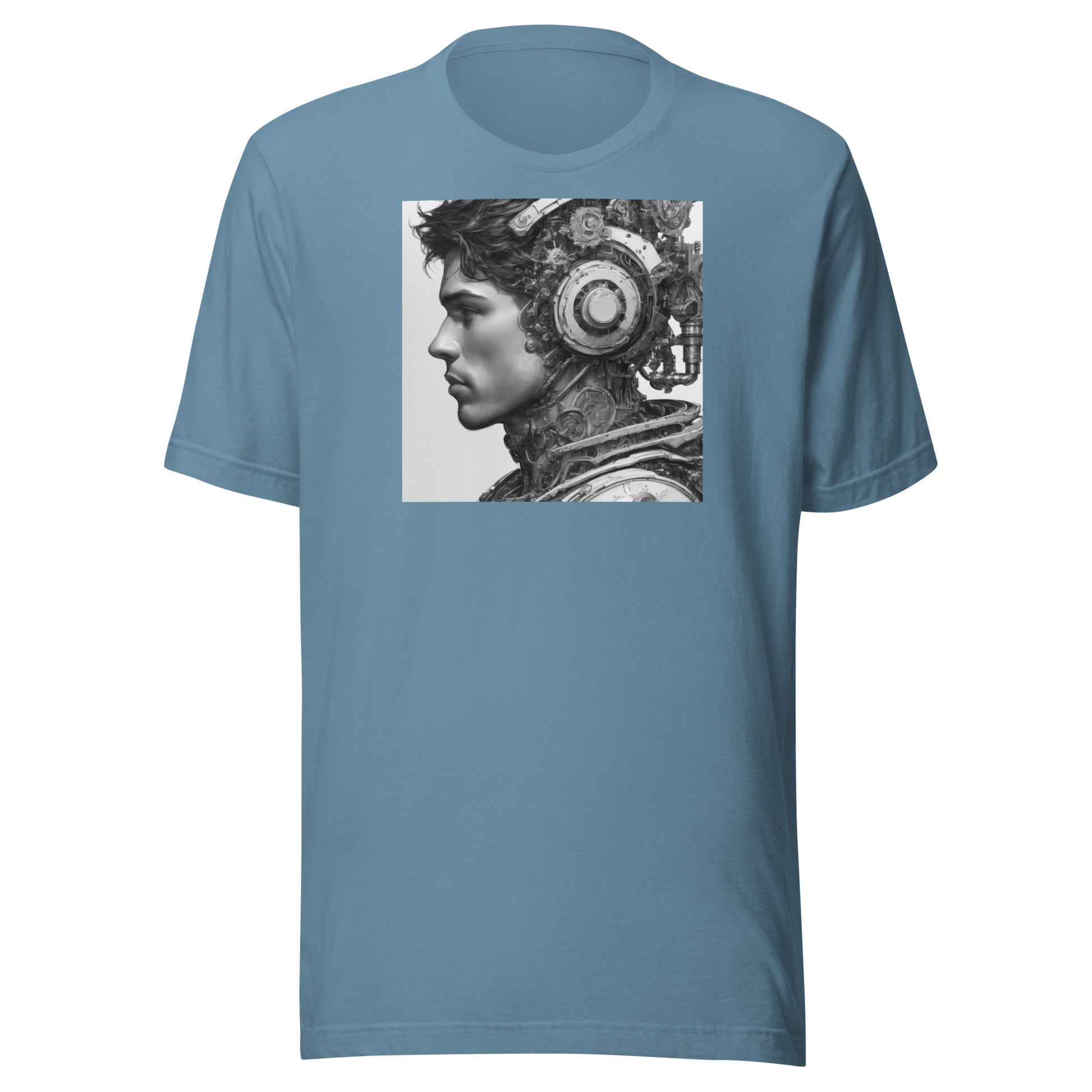 Bio-Mechanical Man Men's Sci-Fi T-Shirt Steel Blue