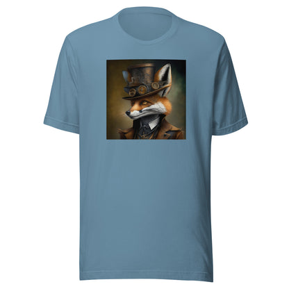 Gears & Genius Steampunk Fox Men's T-Shirt Steel Blue