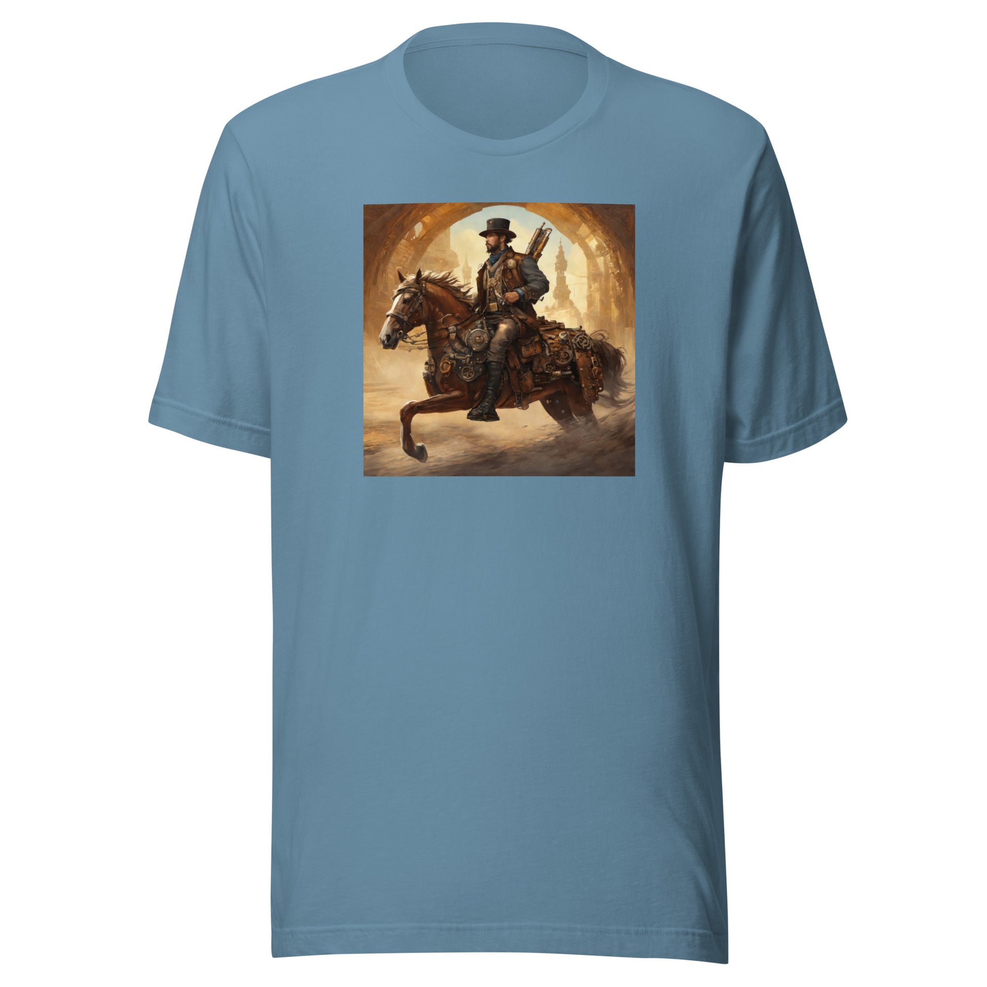 Geared Up Gunslinger Men's Steampunk T-Shirt Steel Blue