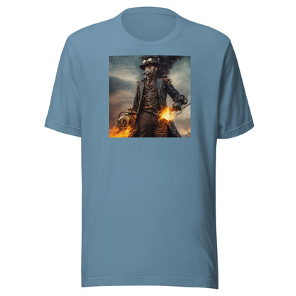 Dapper Pyro Men's Steampunk T-Shirt Steel Blue