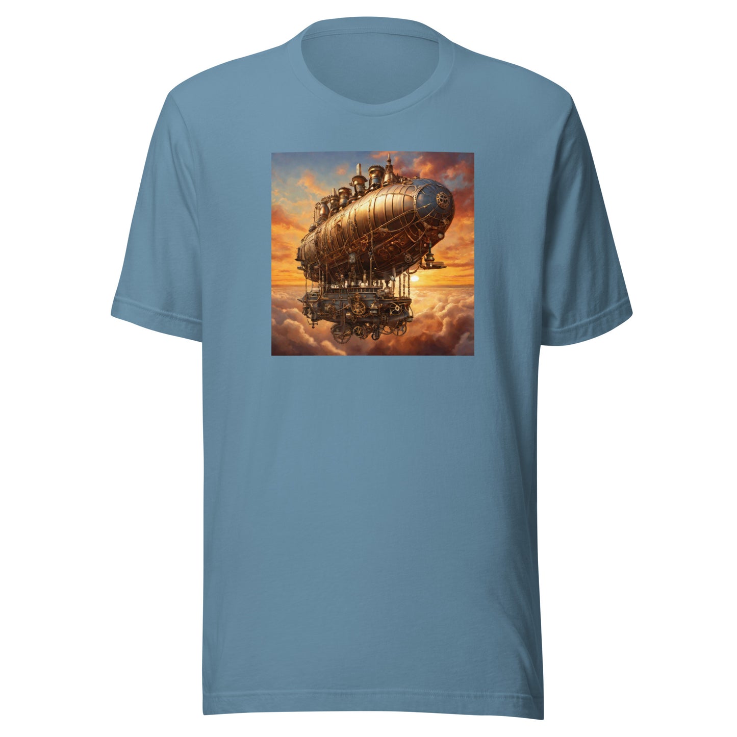 Amazing Airship Men's Steampunk T-Shirt Steel Blue