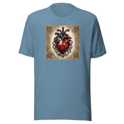 Gears Make My Blood Pump Men's Steampunk T-Shirt Steel Blue