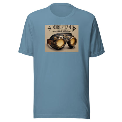 More Steam Less Screen Men's Steampunk T-Shirt Steel Blue