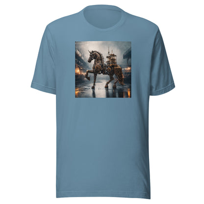 Steampunked Horse Men's Graphic Tee Steel Blue