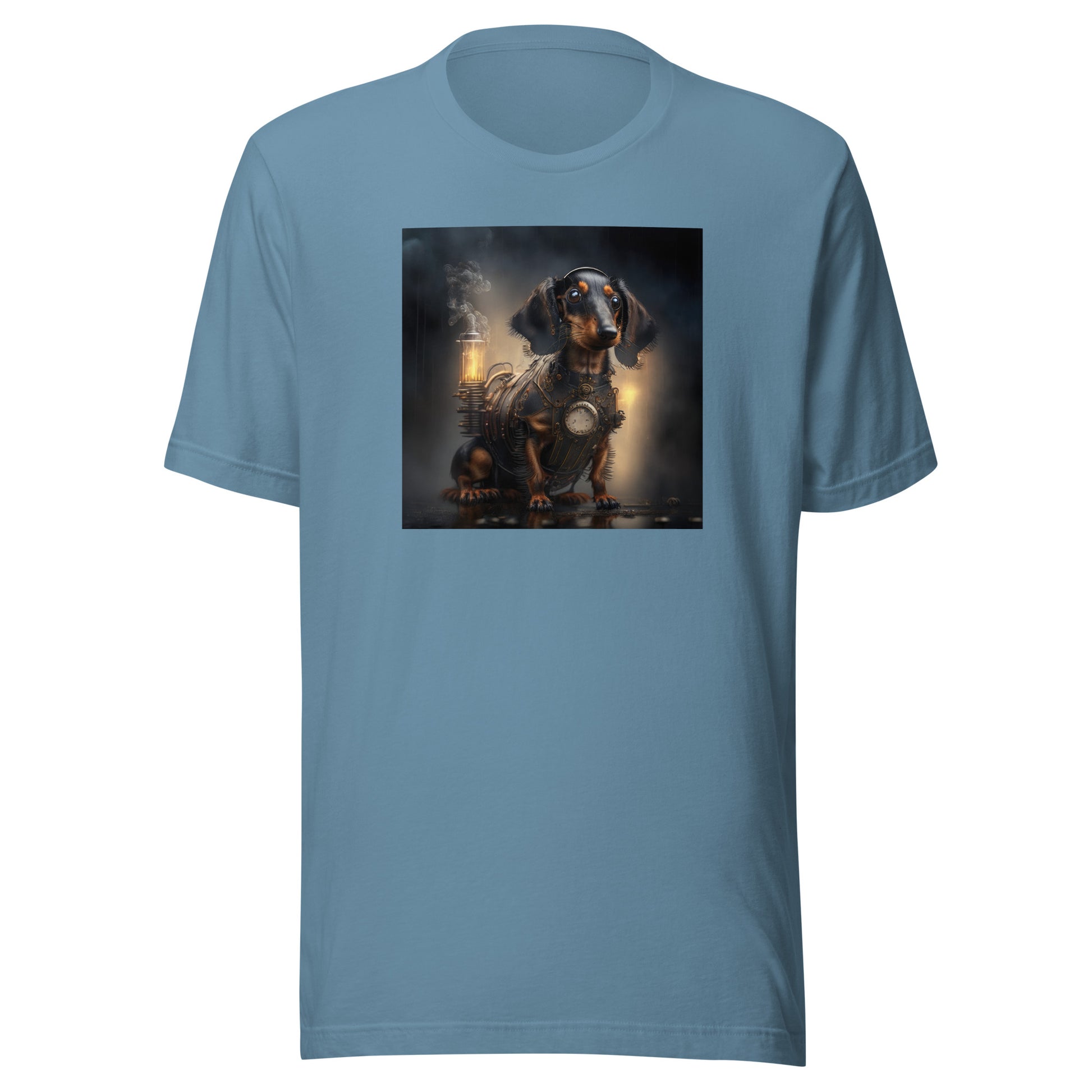 Pump Powered Pooch Men's Steampunk T-Shirt Steel Blue