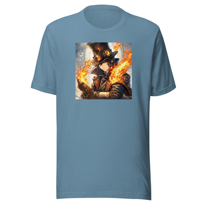 Steampunk Firebender Men's Anime T-Shirt Steel Blue