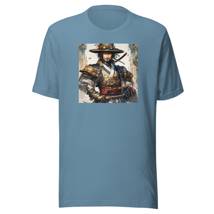 Proud Samurai Warrior Men's Anime T-Shirt Steel Blue