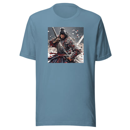 Fierce Samurai Men's Anime T-Shirt Steel Blue