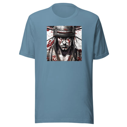 Battle-Worn Warrior Men's Anime T-Shirt Steel Blue