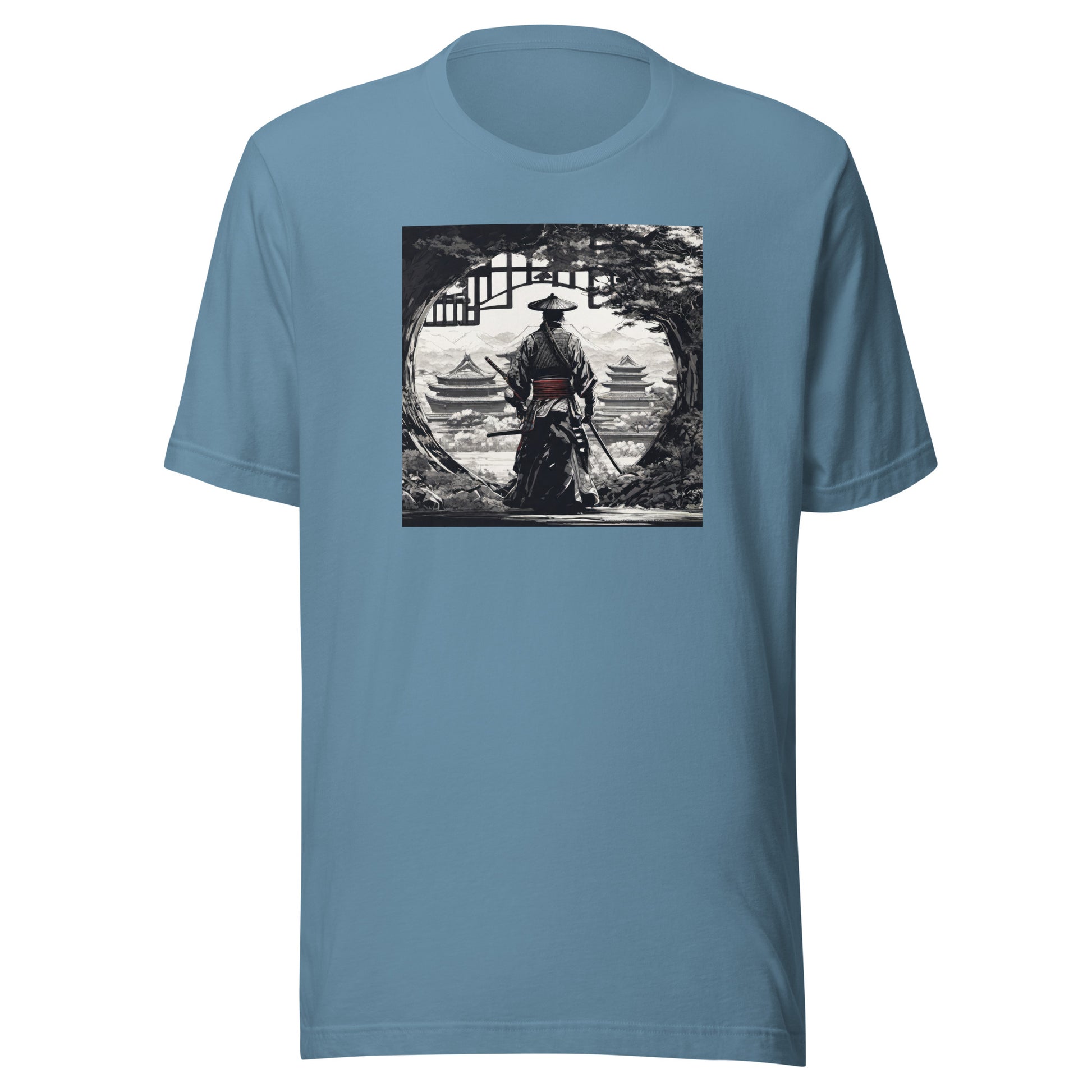 Stoic Samurai Men's Anime Graphic Tee Steel Blue