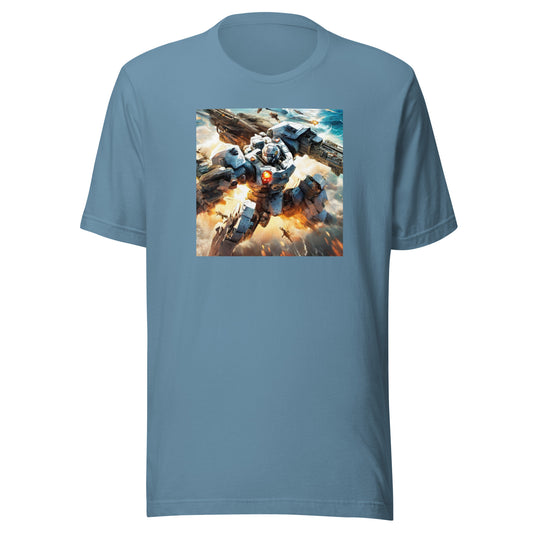 Bot in Battle Men's Anime T-Shirt Steel Blue