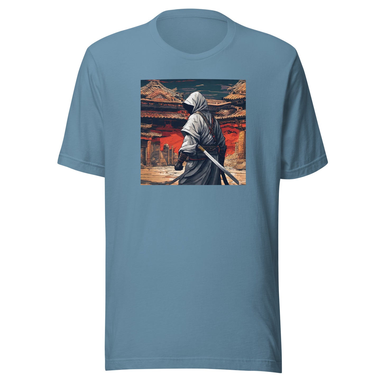 Shadowy Samurai Men's Anime T-Shirt Steel Blue