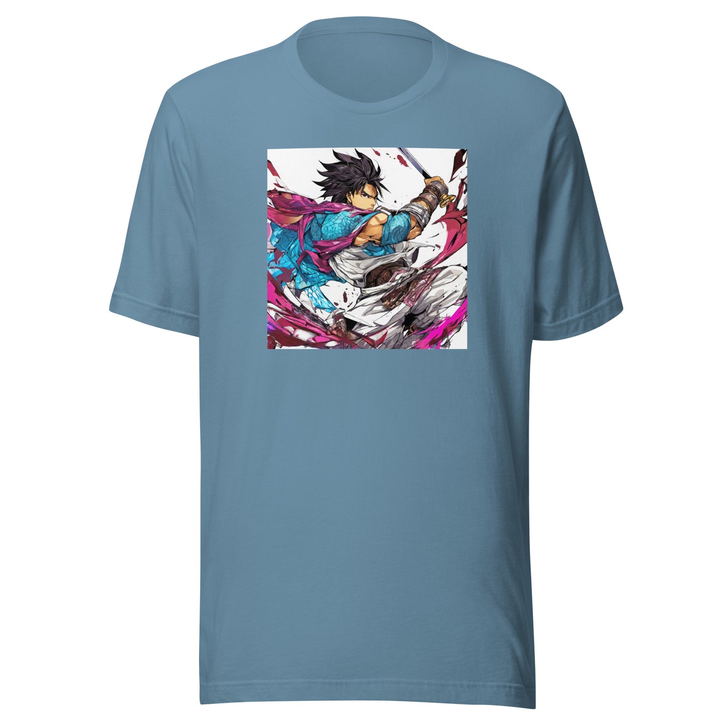 Mighty Fighter Men's Anime T-Shirt Steel Blue