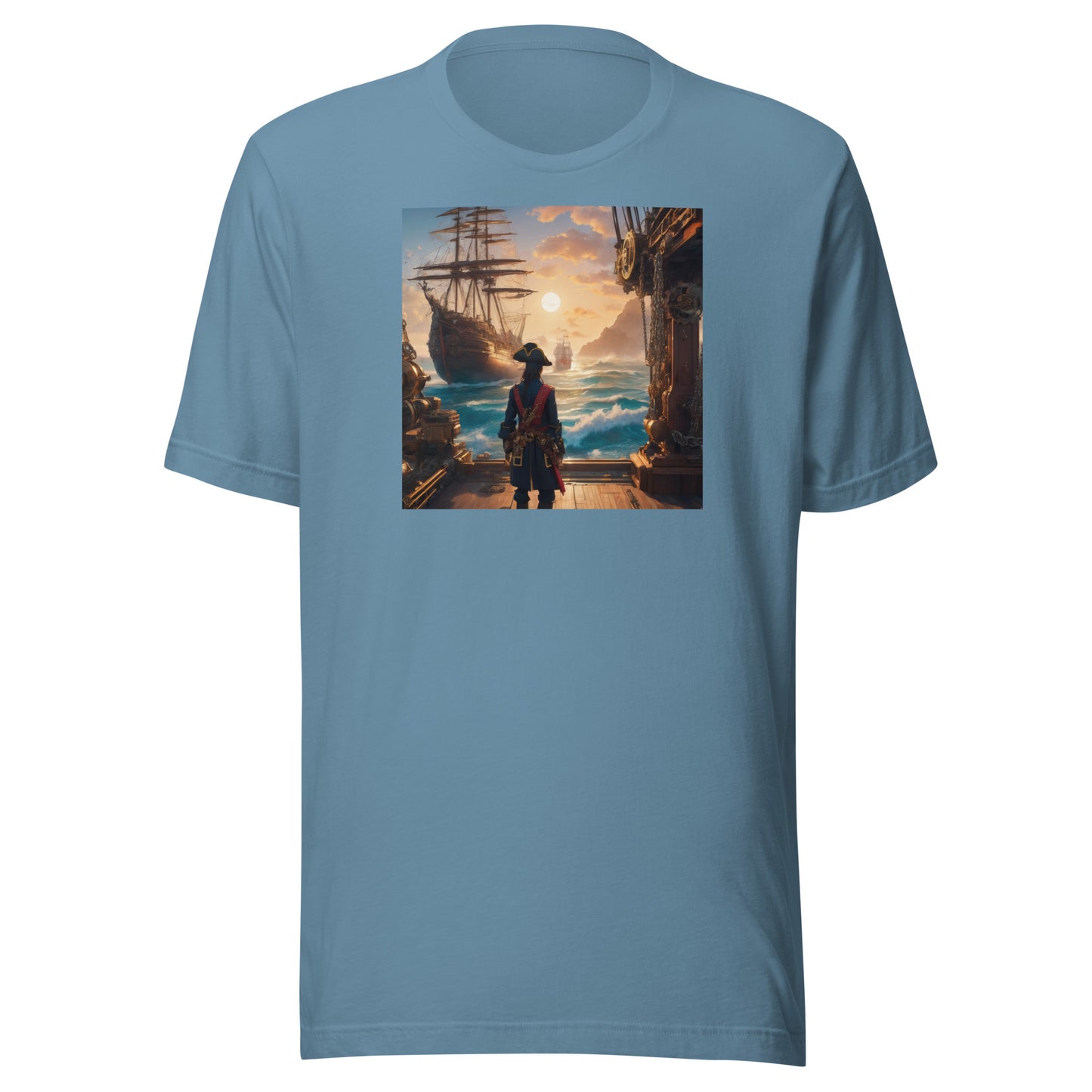 The Captain Awaits Men's Anime T-Shirt Steel Blue