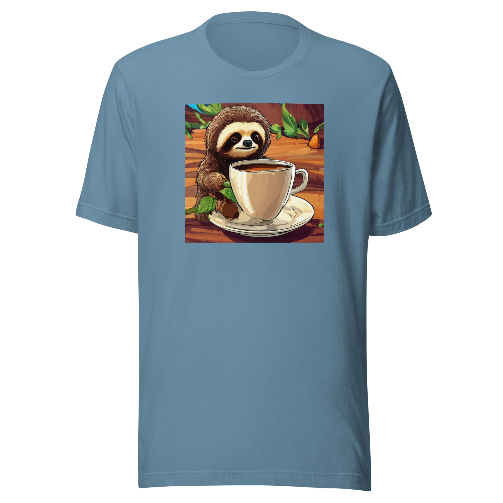 Slow Morning Men's Funny Sloth T-Shirt Steel Blue