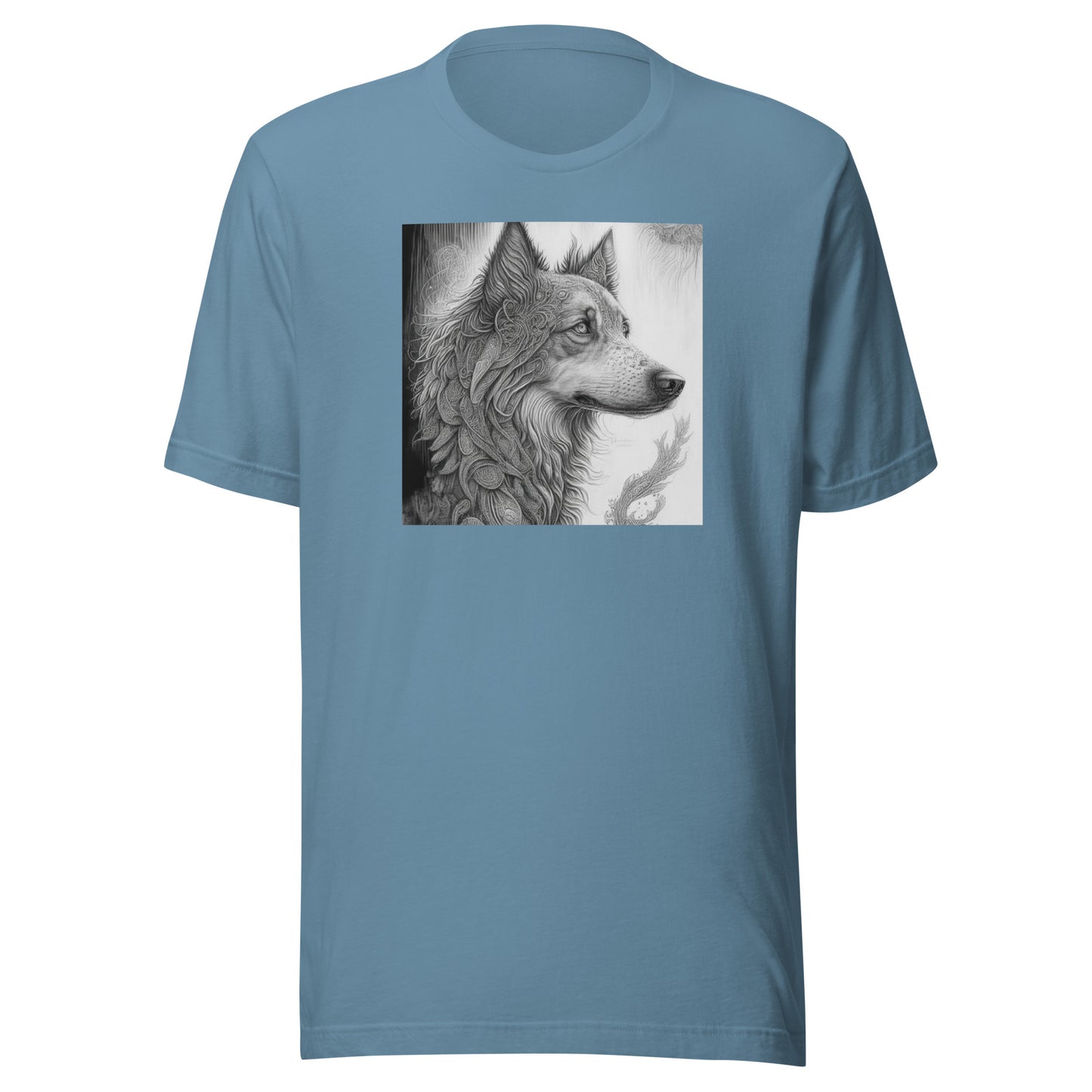 Serene Wolf Men's Graphic Tee Steel Blue