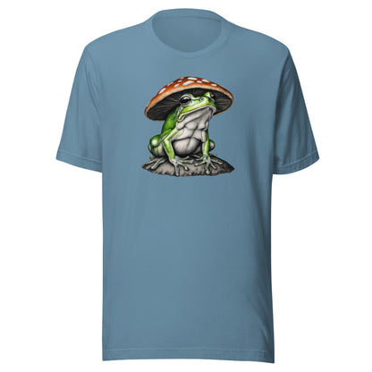 Frog in Shroom Cap Men's Graphic Tee Steel Blue