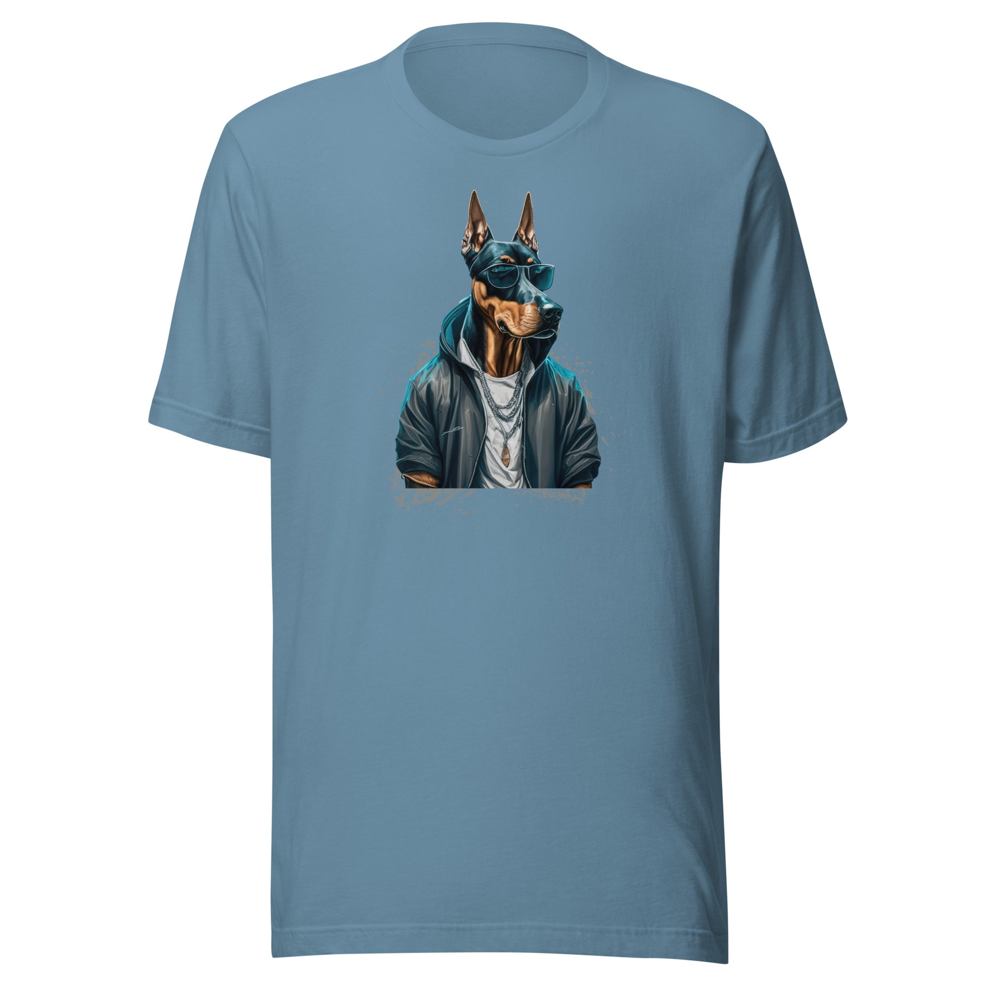 Dobermann in Shades Men's Dog Tee Steel Blue