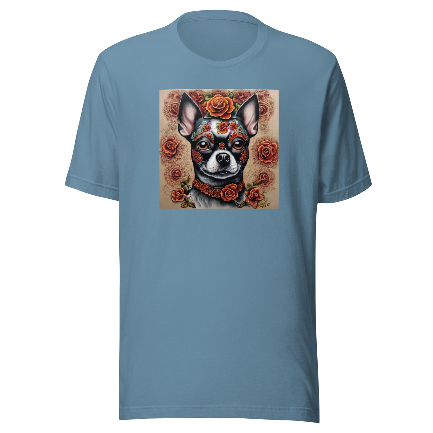 Day of the Dead Chihuahua Men's Dog Lover T-Shirt Steel Blue