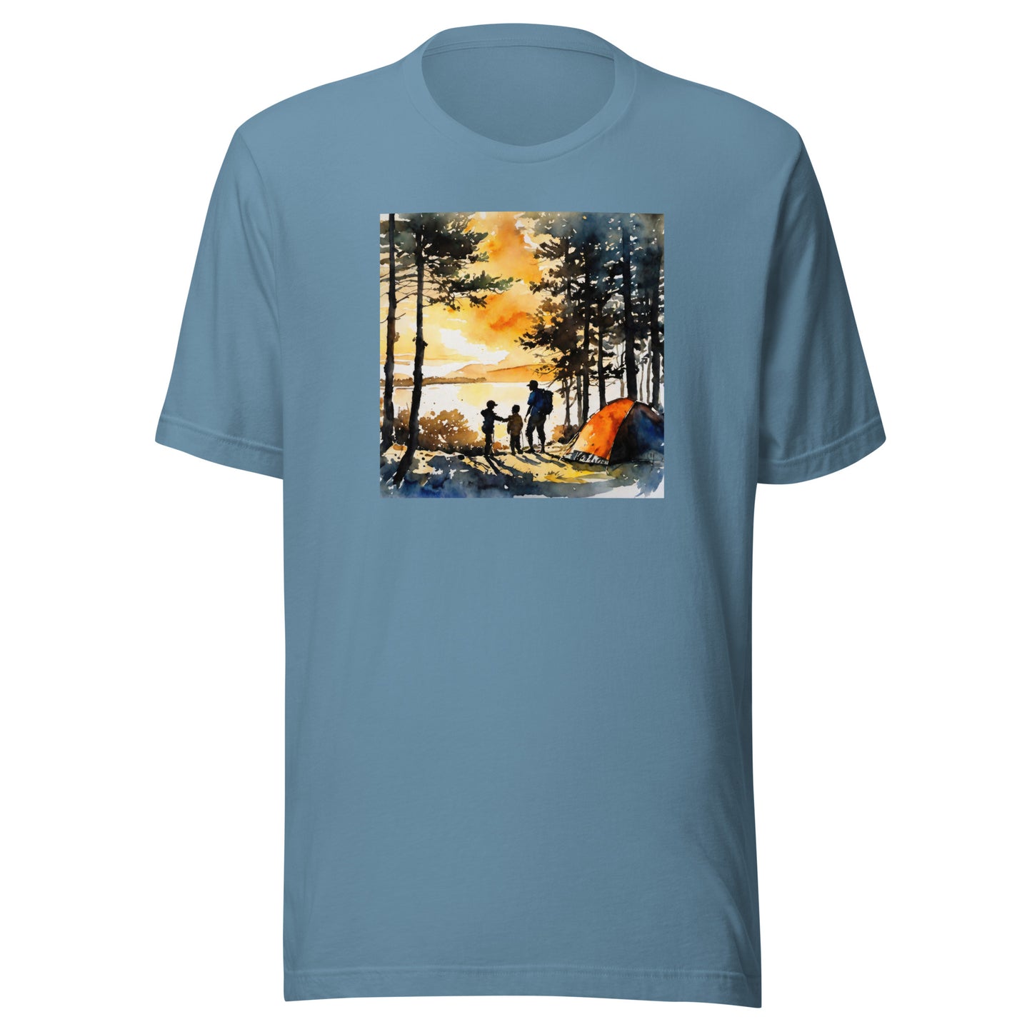 Nostalgic Camping with Dad T-Shirt Steel Blue