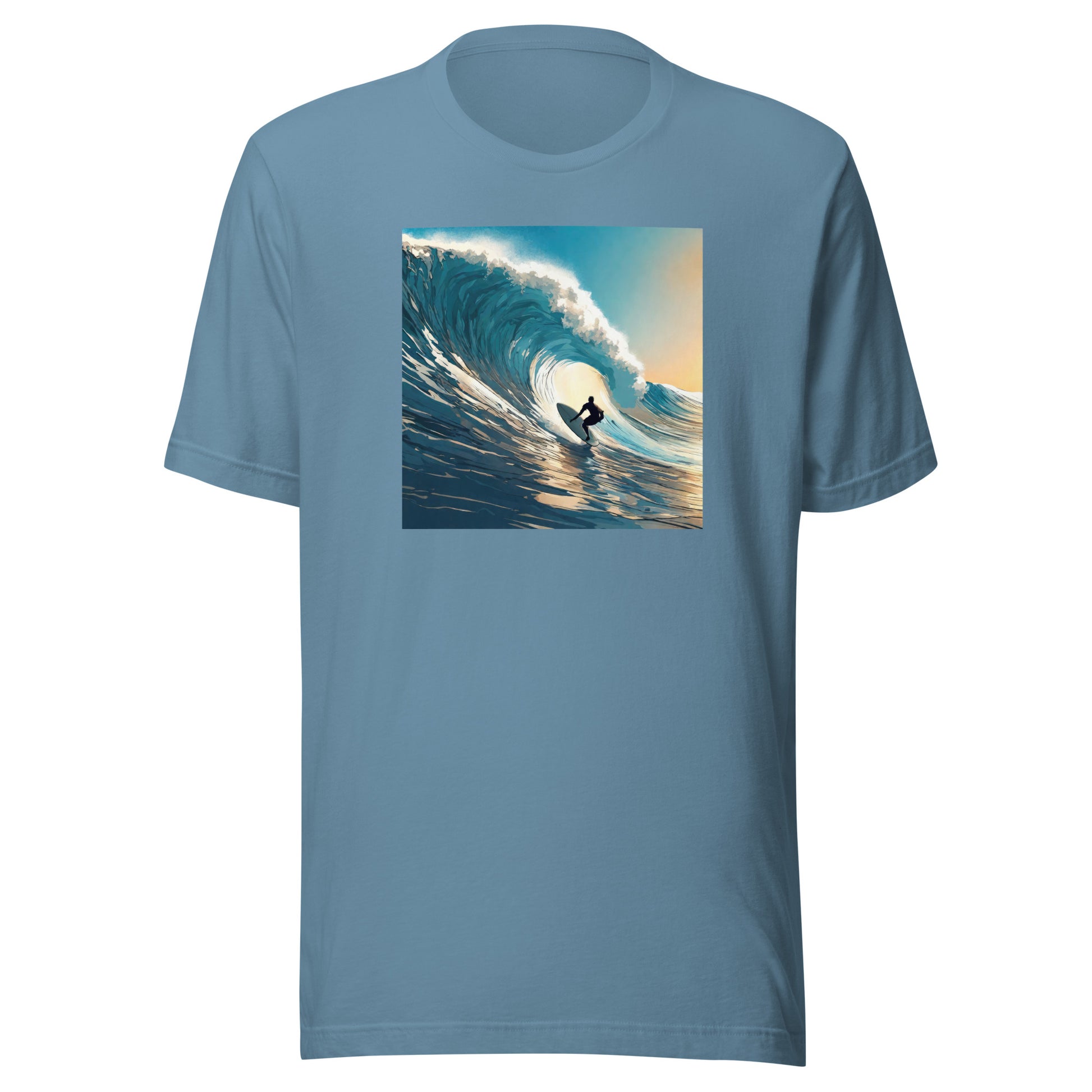 Catching Waves Men's Surfing T-Shirt Steel Blue