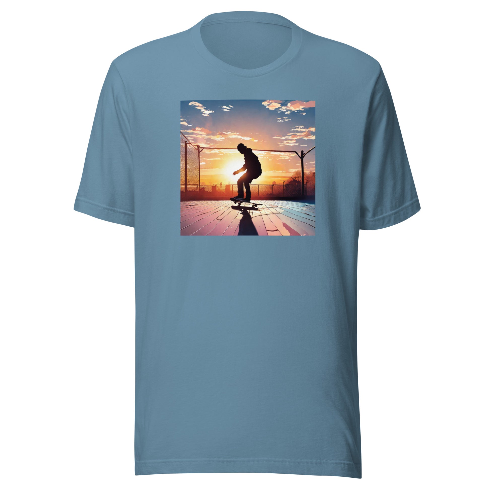 Skateboarding in the Sunset Men's T-Shirt Steel Blue