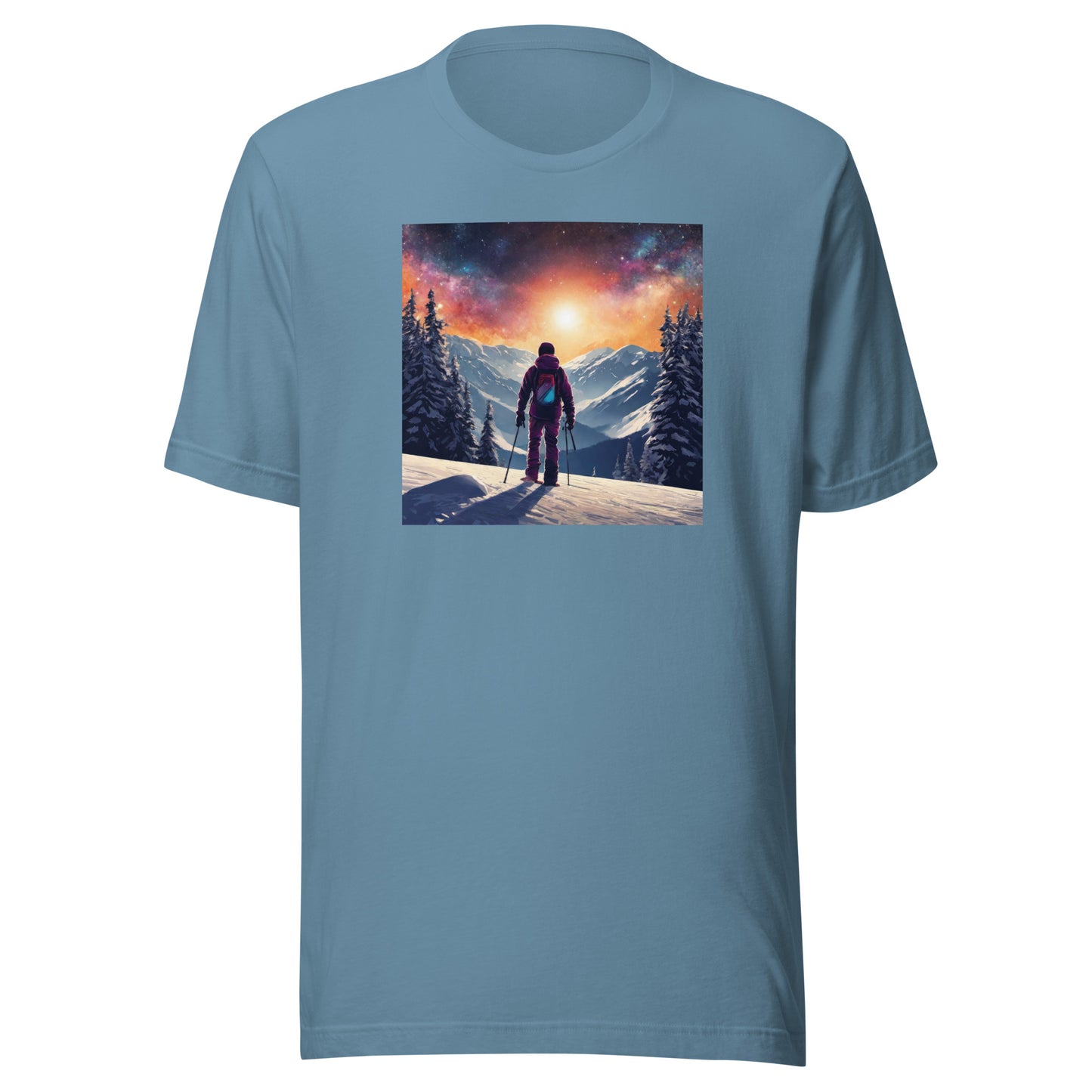 Peak of the Mountain Men's Skiing T-Shirt Steel Blue