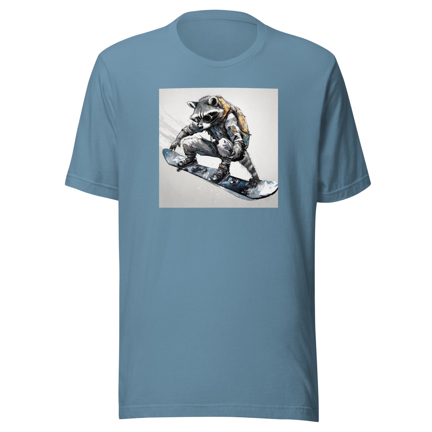 Raccoon Snowboarder Men's T-Shirt Steel Blue