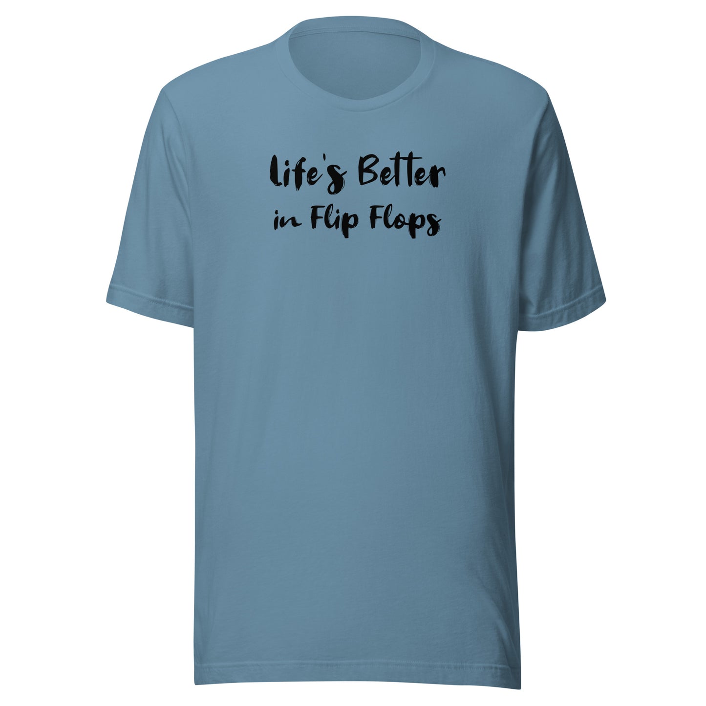 Life's Better in Flip-Flops Men's Summer T-Shirt Steel Blue