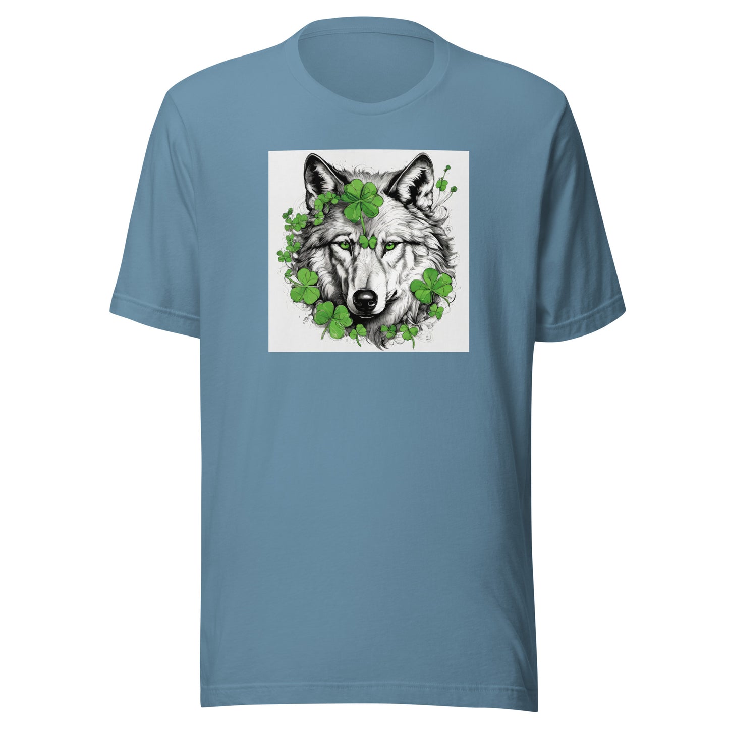 Wolf & Shamrock Lucky St Patrick's Day Men's T-Shirt Steel Blue