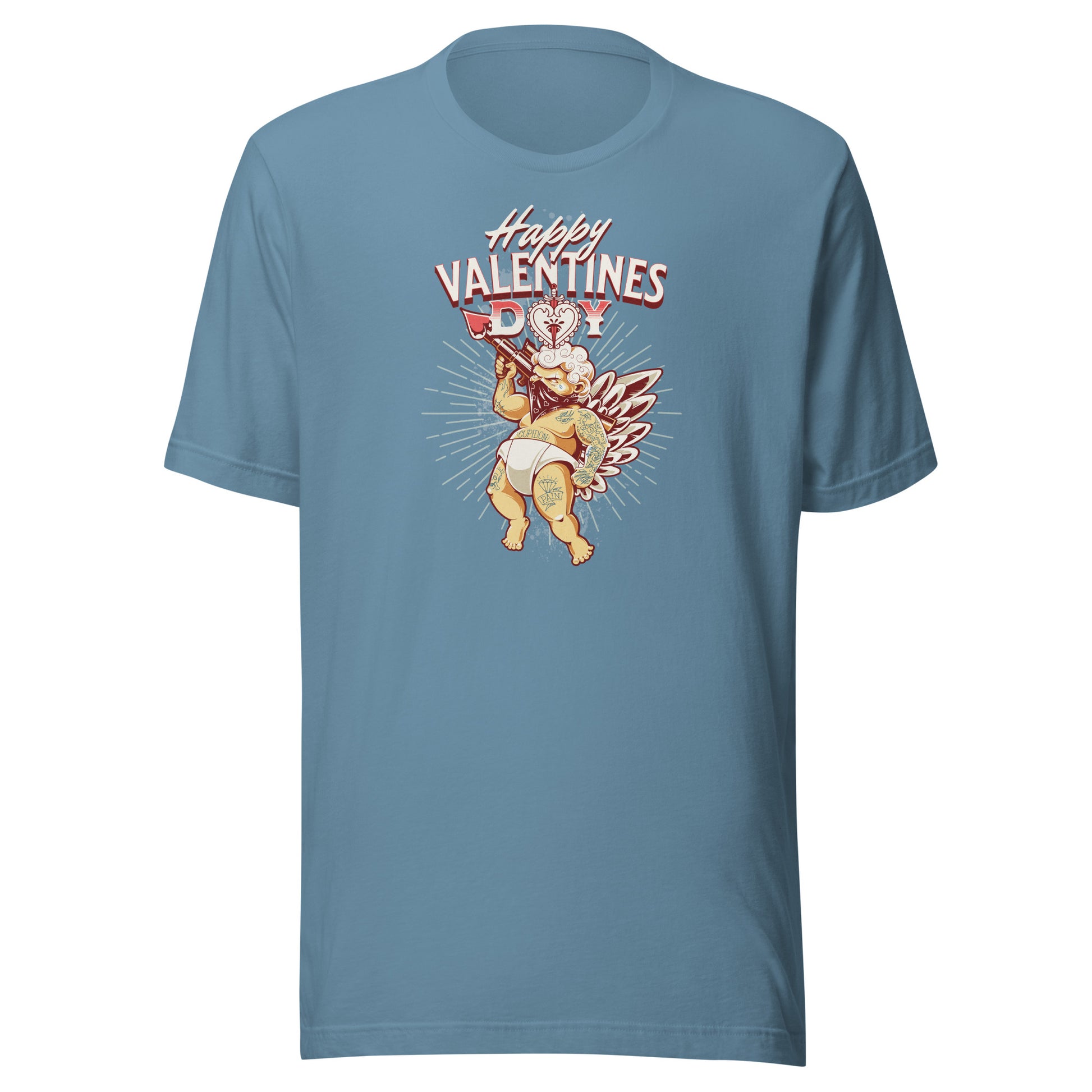 Inked Cupid Men's Valentine's Day T-Shirt Steel Blue