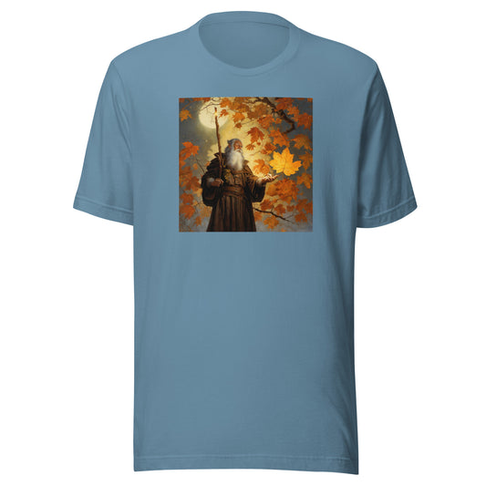 Mage Conjuring Fall Leaves Men's T-Shirt Steel Blue