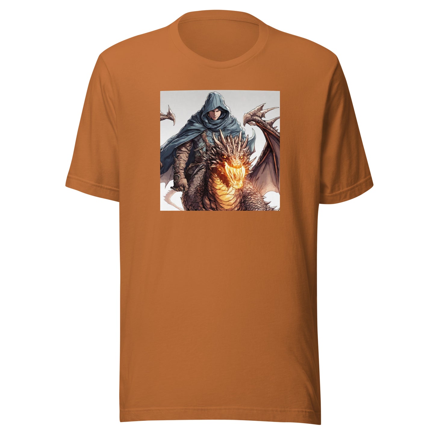 Hooded Knight, Fiery Dragon Men's Anime T-Shirt Toast