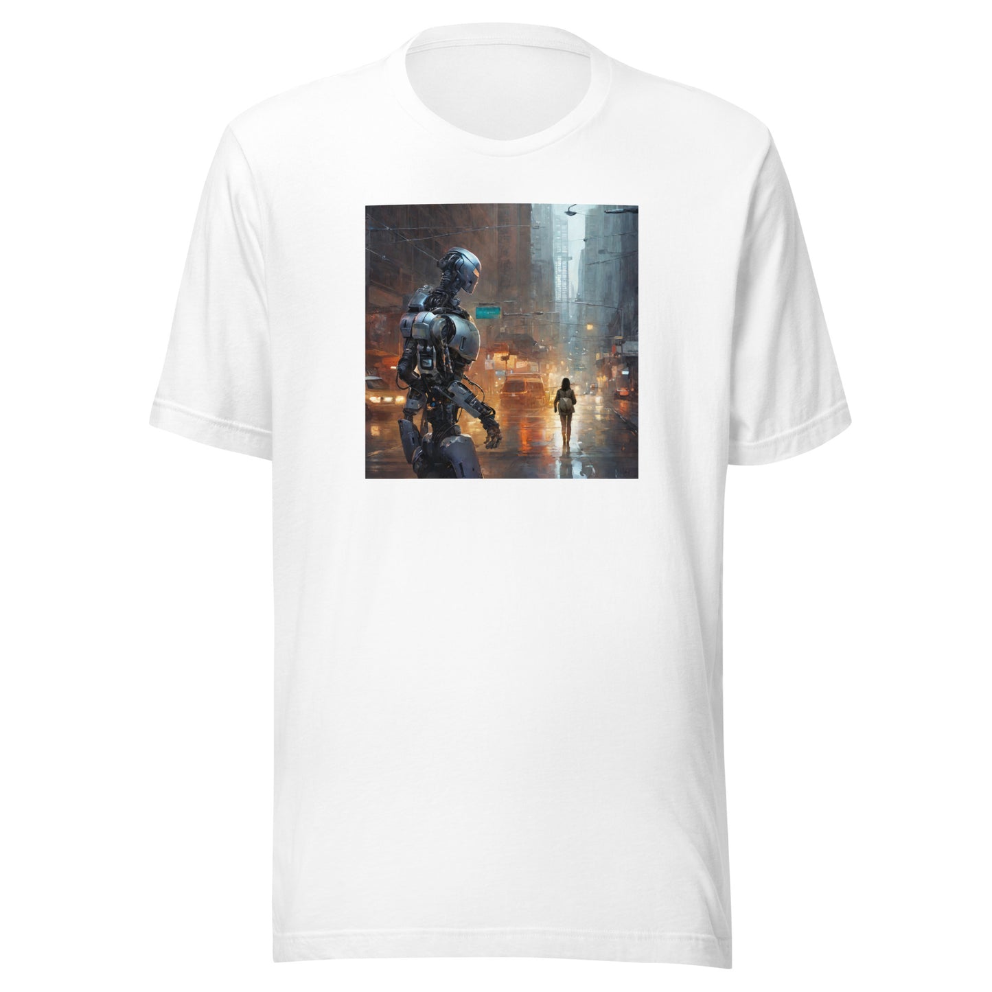 Cyborg in the City Men's Sci-Fi T-Shirt White