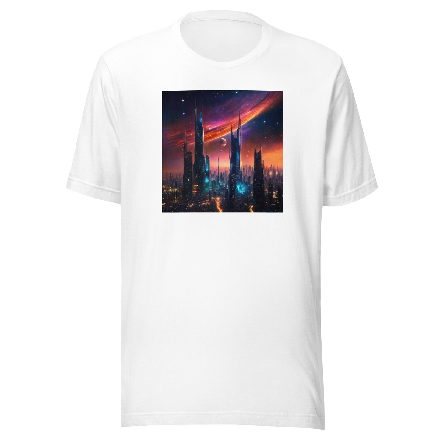 Futuristic Cityscape Men's Graphic Tee White