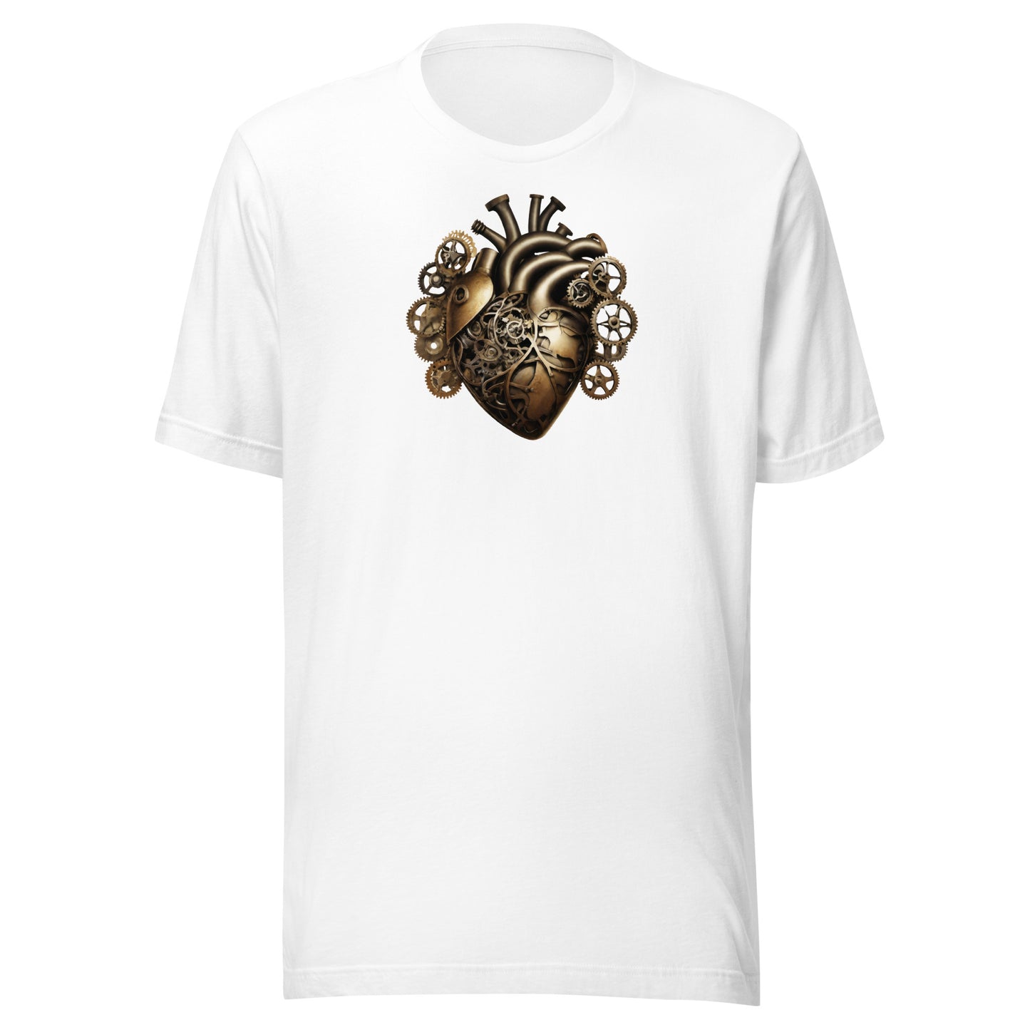 Gear and Valve Heart Men's Steampunk T-Shirt White