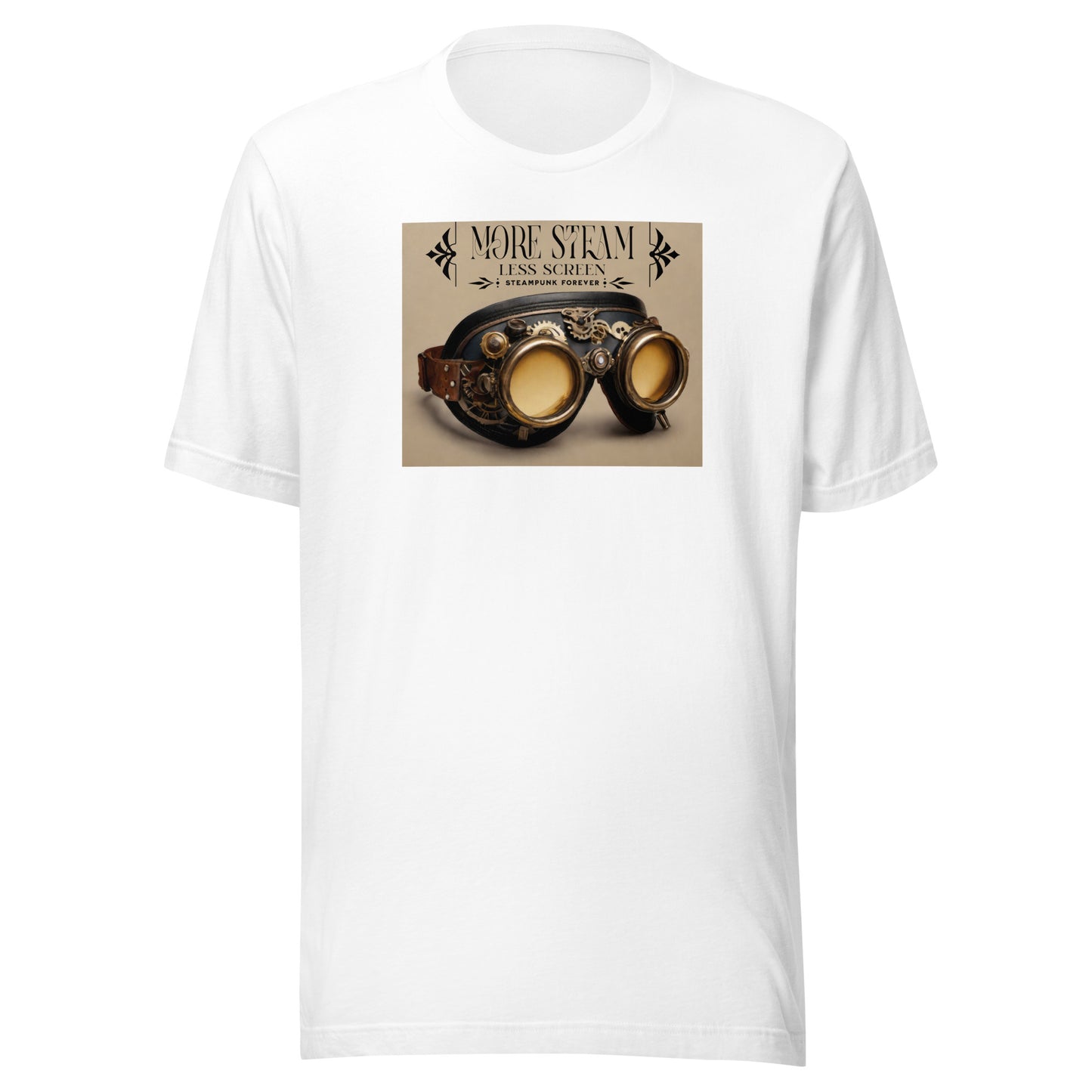 More Steam Less Screen Men's Steampunk T-Shirt White