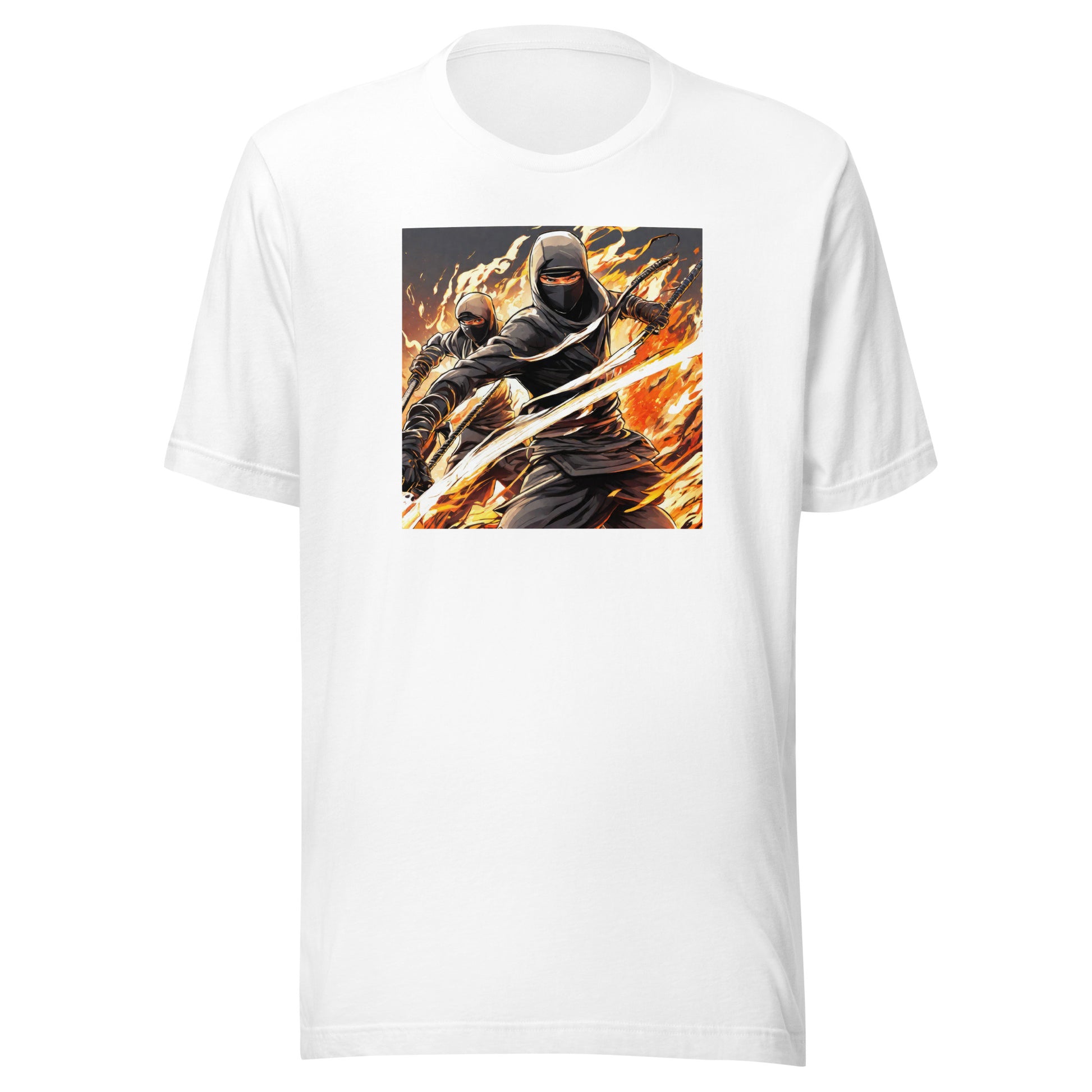 Flame-Wielding Assassin Men's Anime T-Shirt White