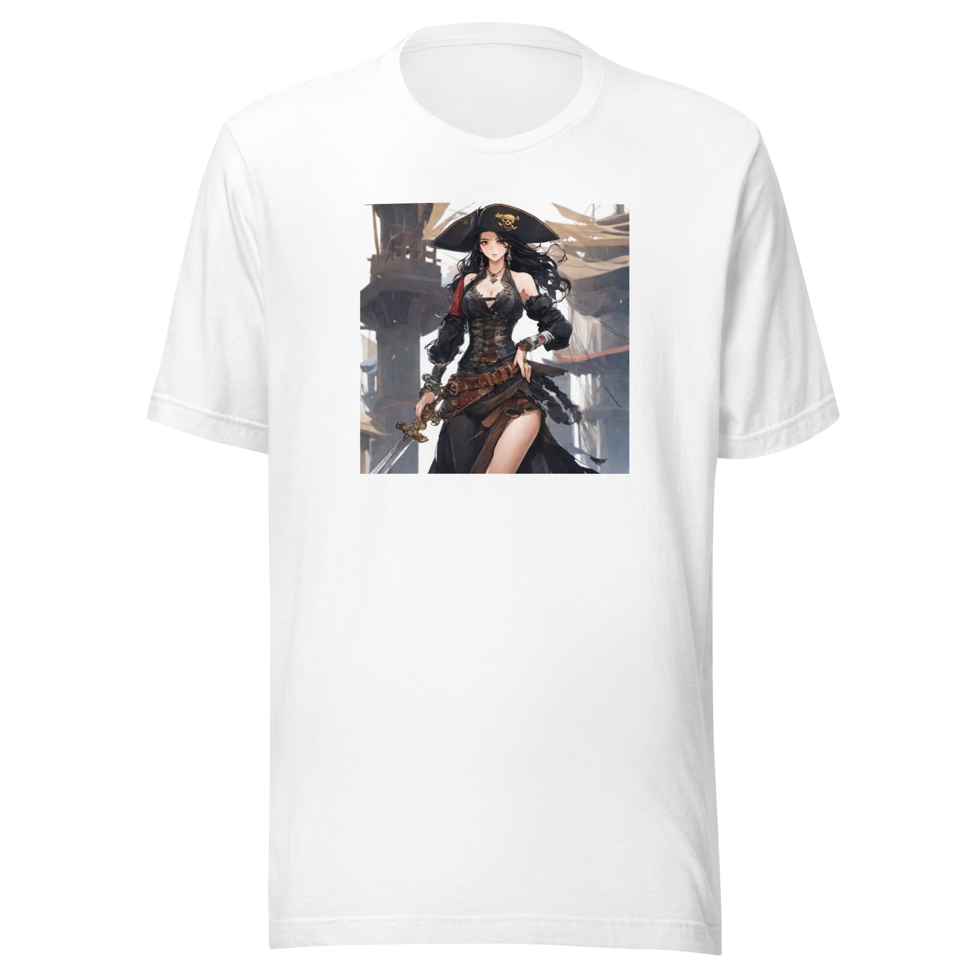 Anime Pirate Queen Men's Graphic Tee White