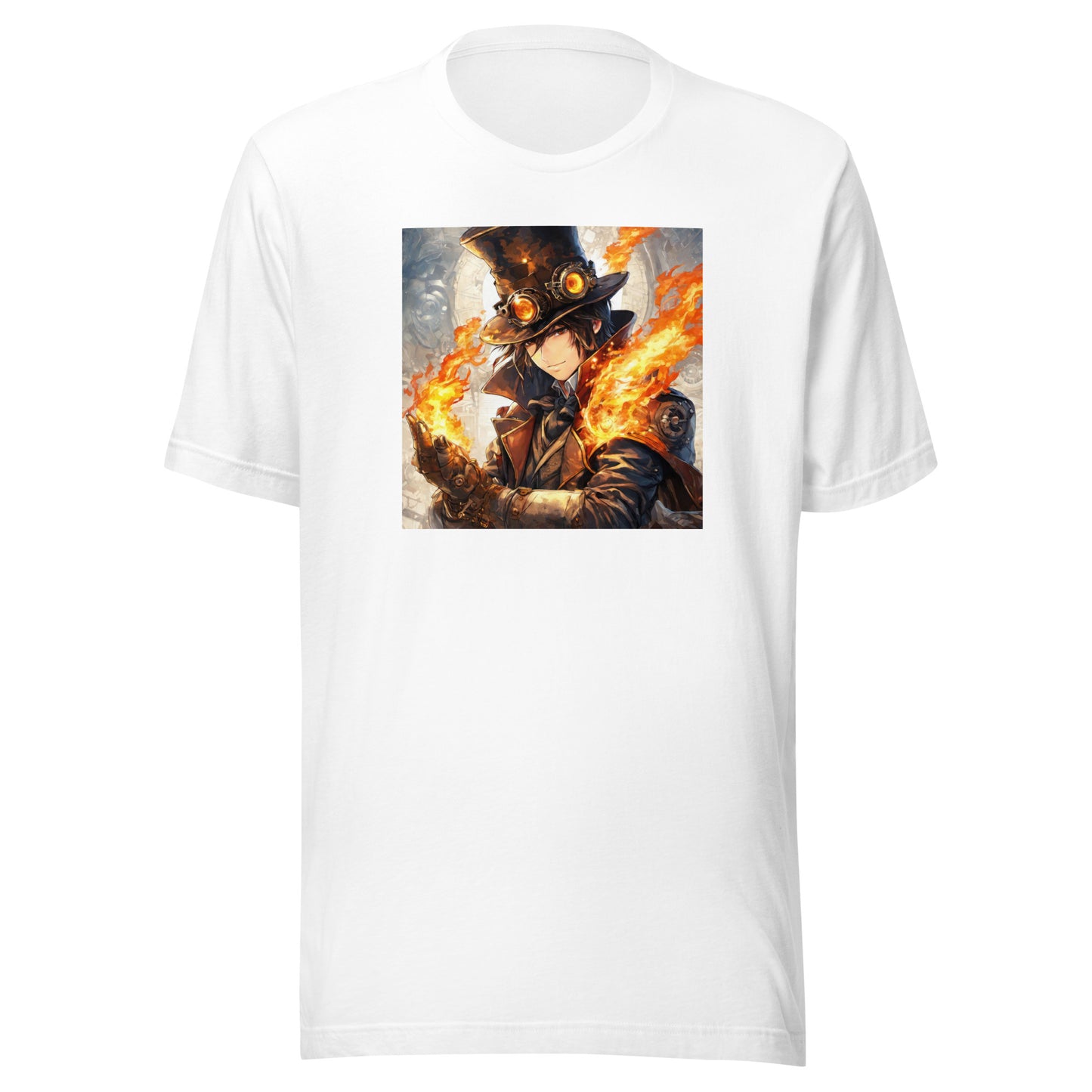 Steampunk Firebender Men's Anime T-Shirt White