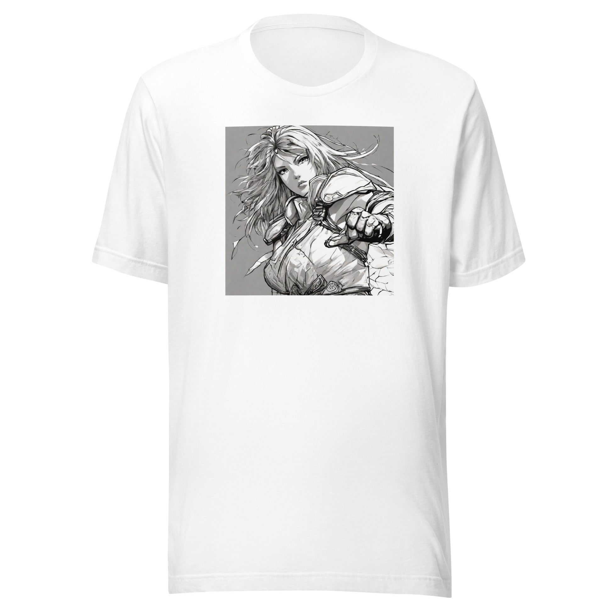 Fearless Swordmaiden Men's Anime T-Shirt White