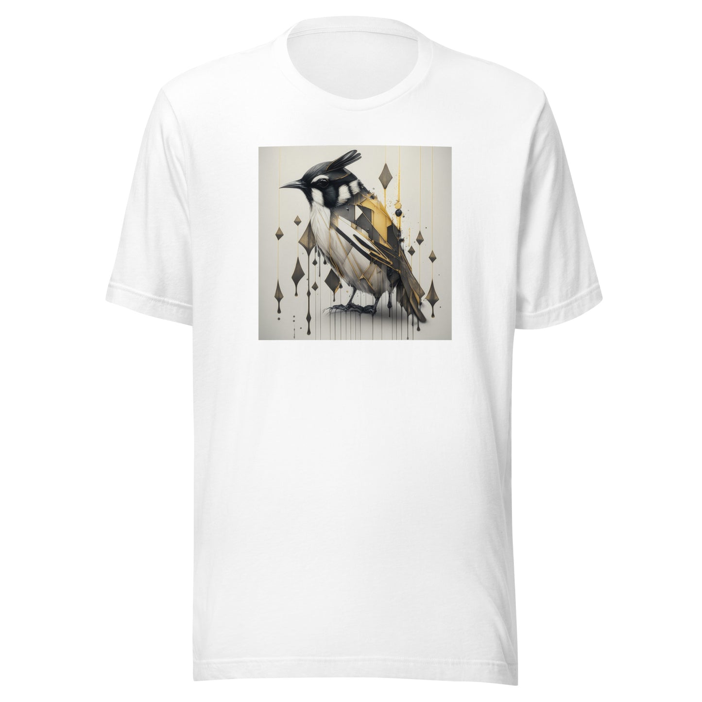 Geometric Chickadee Bird Men's Graphic Tee White