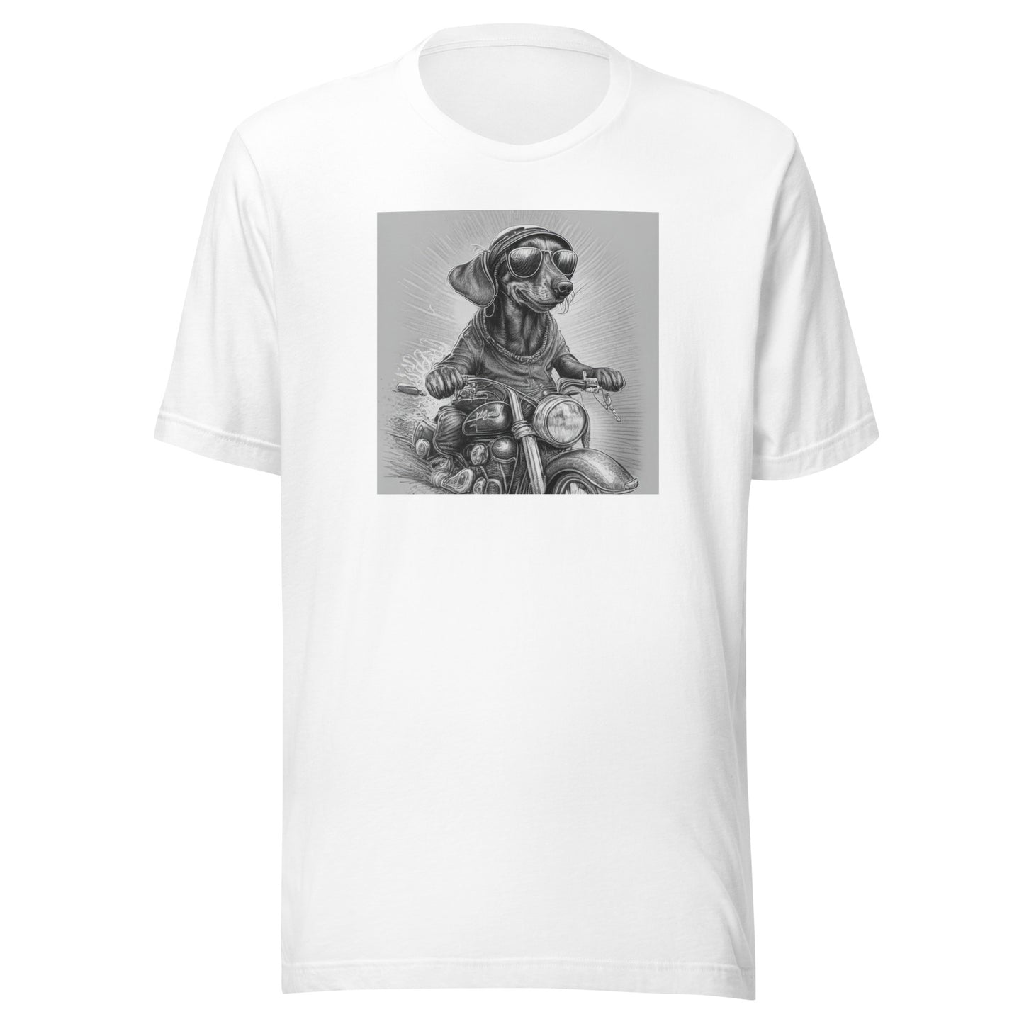 Happy Dachshund Biker Men's Graphic Tee White