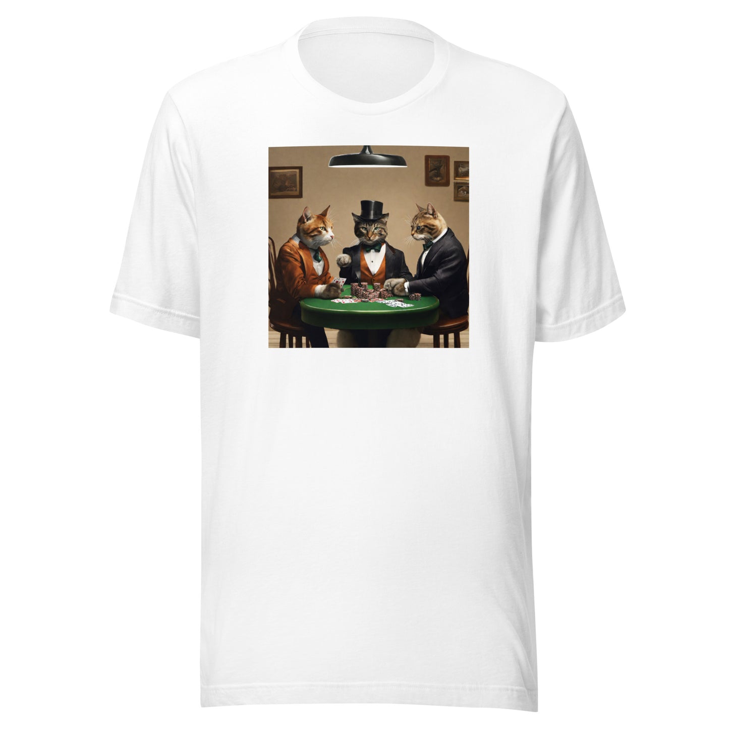 Cats Playing Poker Men's Funny T-Shirt White