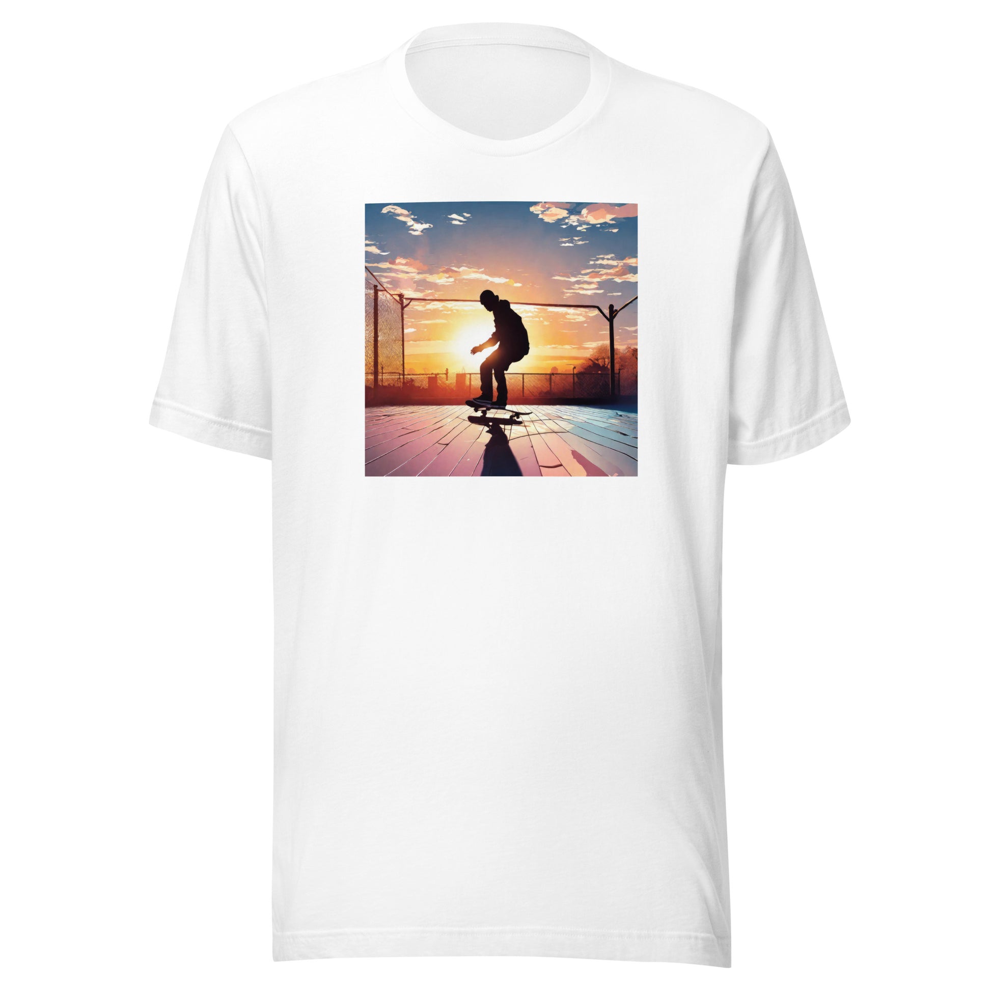 Skateboarding in the Sunset Men's T-Shirt White