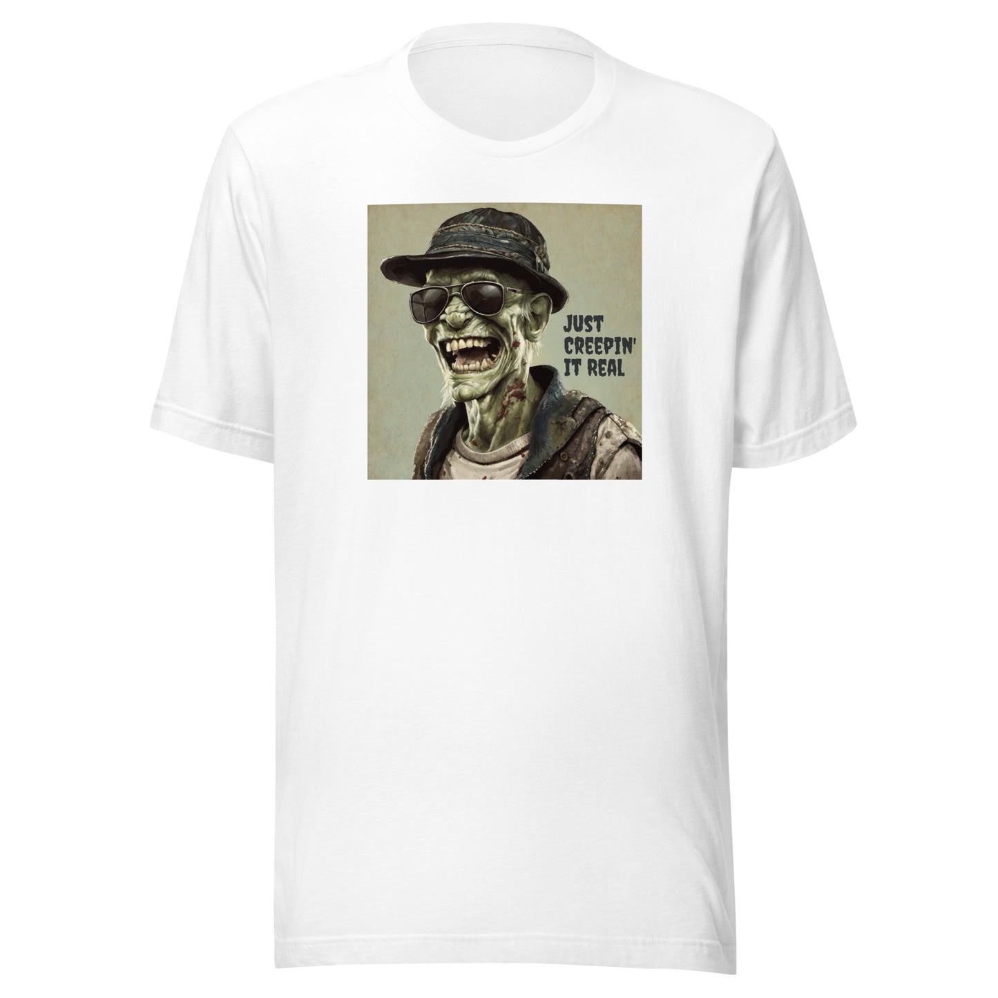 Just Creepin' It Real Men's Zombie T-Shirt for Halloween White